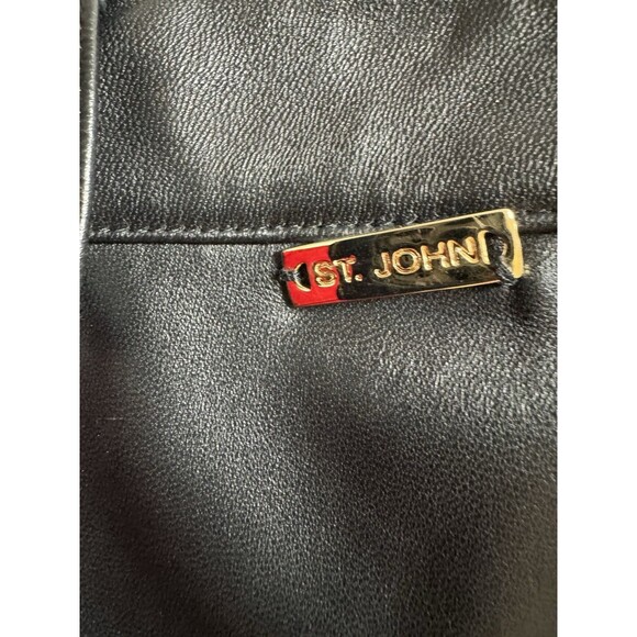 St John Sport Pants Womens 6 Black Leather Boot Cut  High Rise Trousers Y2K EUC - Picture 7 of 10